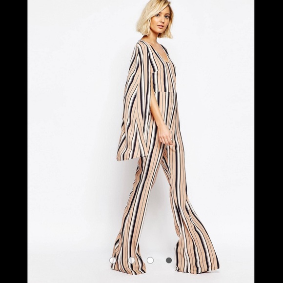 Lavish Alice 70's Stripe Cape Jumpsuit - Picture 4 of 13